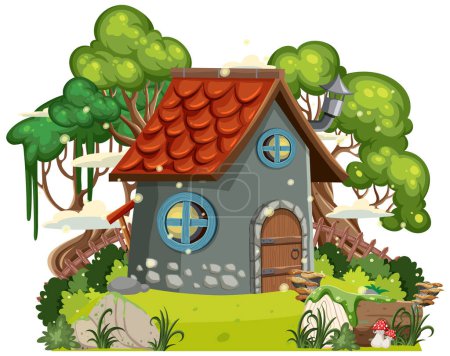 Téléchargez les illustrations : Fairytale house in cartoon style illustration - en licence libre de droit