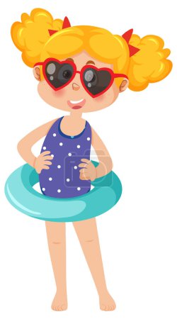 Illustration for Happy girl in summer theme illustration - Royalty Free Image