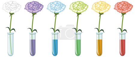 Ilustración de Cambio de color flor ciencia experimento ilustración - Imagen libre de derechos