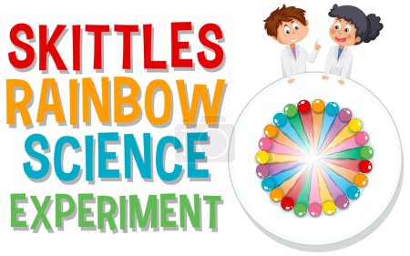 Téléchargez les illustrations : Rainbow skittles science expérience illustration - en licence libre de droit