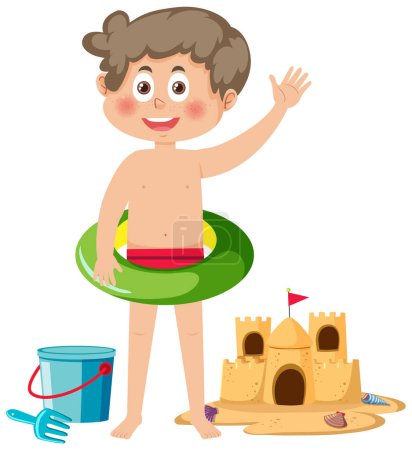 Ilustración de Summer kid cartoon character illustration - Imagen libre de derechos