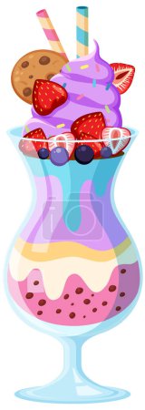 Ilustración de Ice cream sundae served in a glass illustration - Imagen libre de derechos