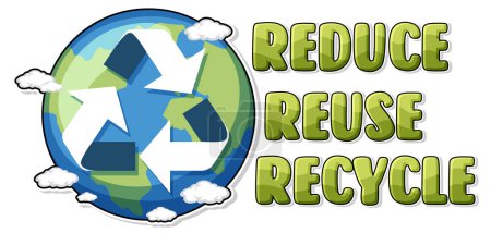 Ilustración de Reducir la reutilización reciclar texto logotipo banner ilustración - Imagen libre de derechos