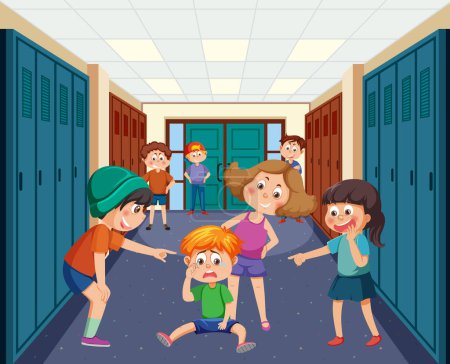 Illustration for Kids bullying their friend at school illustration - Royalty Free Image