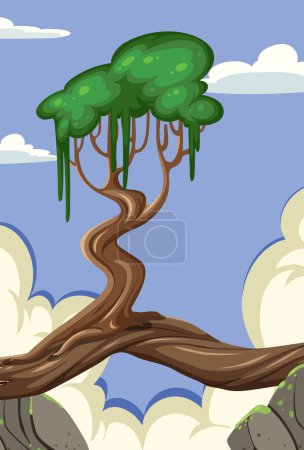 Téléchargez les illustrations : Tree on top of the mountain illustration - en licence libre de droit