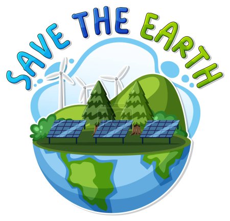 Téléchargez les illustrations : Save the earth banner design illustration - en licence libre de droit