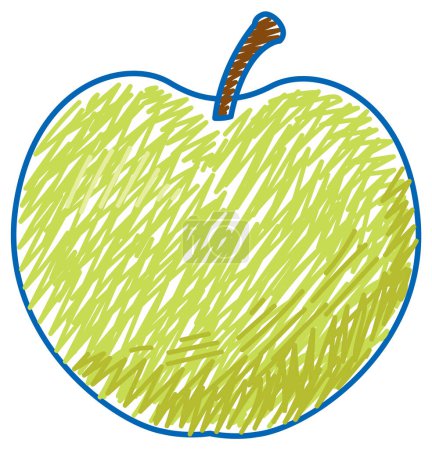 Téléchargez les illustrations : Green apple in pencil colour sketch simple style illustration - en licence libre de droit