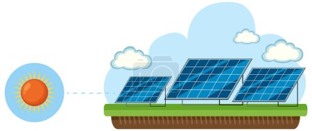 Ilustración de Green energy concept with solar panels illustration - Imagen libre de derechos