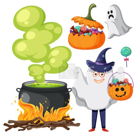 Ilustración de Set of halloween element for decoration illustration - Imagen libre de derechos