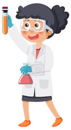 Photo for Scientist girl cartoon character illustration - Royalty Free Image