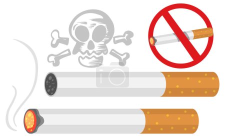 Téléchargez les illustrations : Set of stop smoking using for sign and icon illustration - en licence libre de droit