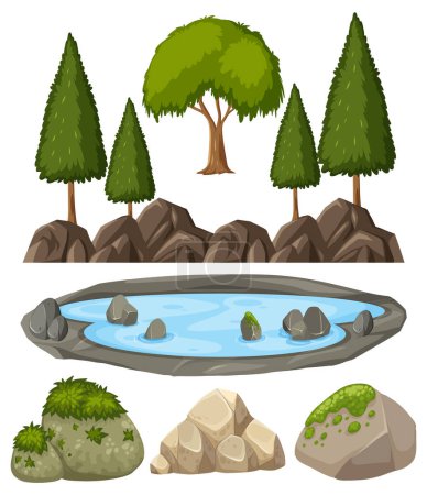 Ilustración de Nature element cartoon set illustration - Imagen libre de derechos