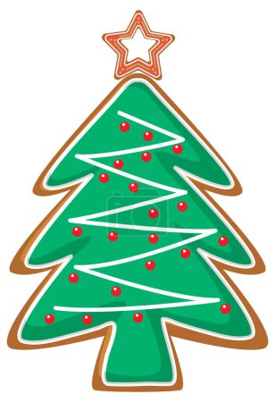 Illustration for Gingerbread cookie in Christmas tree shape illustration - Royalty Free Image