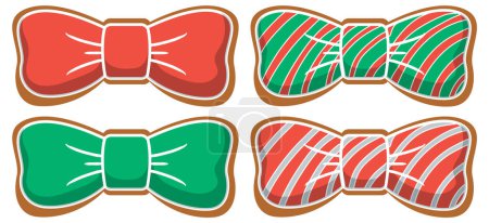 Téléchargez les illustrations : Christmas bow gingerbread cookie set illustration - en licence libre de droit