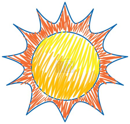 Illustration for Sun in pencil colour sketch simple style illustration - Royalty Free Image