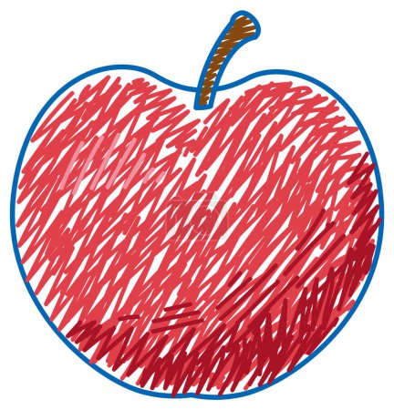 Ilustración de Manzana en lápiz cromático ilustración de estilo simple - Imagen libre de derechos