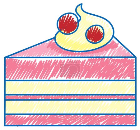 Ilustración de Sliced cake in pencil colour sketch simple style illustration - Imagen libre de derechos