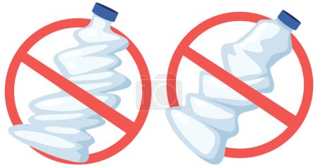 Téléchargez les illustrations : Prohibited sign No plastic bottle illustration - en licence libre de droit