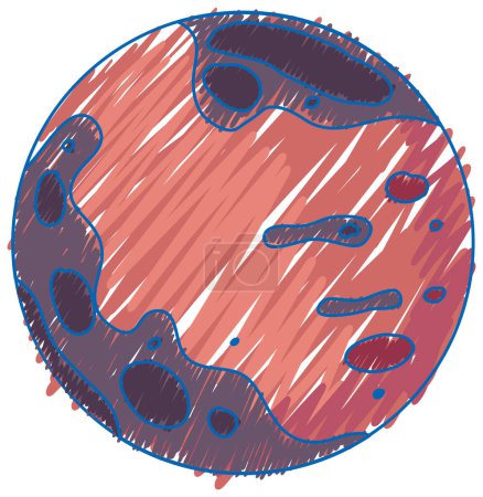 Téléchargez les illustrations : Planète crayon couleur enfant gribouillage style illustration - en licence libre de droit