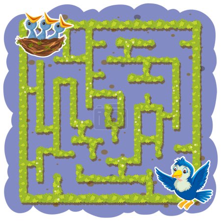 Téléchargez les illustrations : Modèle de jeu de labyrinthe pour enfants illustration - en licence libre de droit
