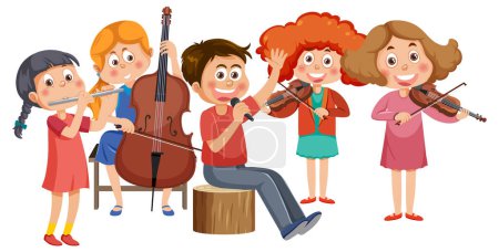 Illustration for Children playing musical instrument illustration - Royalty Free Image