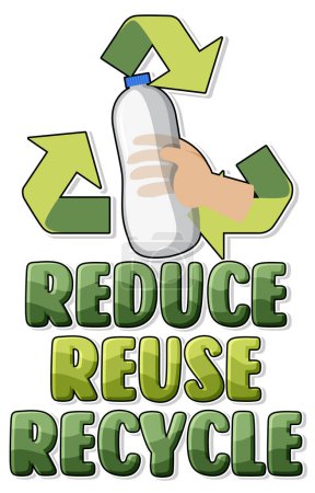 Illustration for Reduce reuse recycle text logo banner illustration - Royalty Free Image