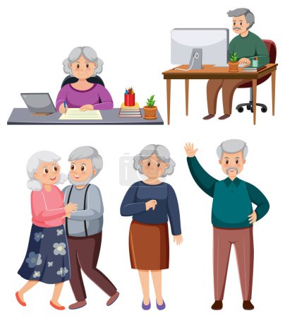 Ilustración de Conjunto de personajes de personas mayores ilustración - Imagen libre de derechos