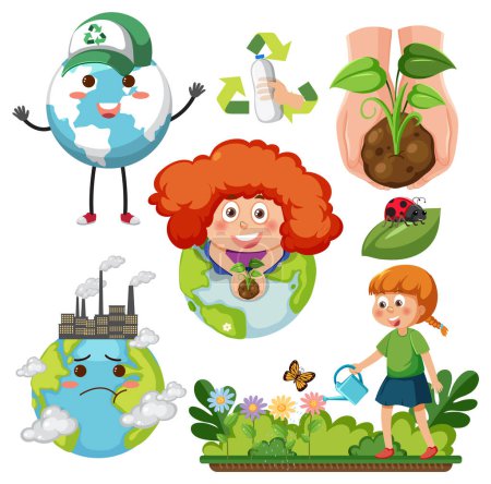 Ilustración de Save the earth graphics and icons collection illustration - Imagen libre de derechos