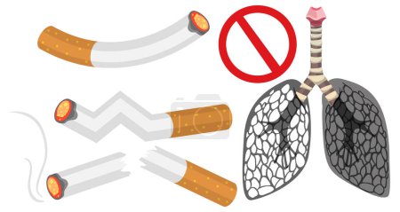 Ilustración de Conjunto de dejar de fumar utilizando para la ilustración de signos e iconos - Imagen libre de derechos