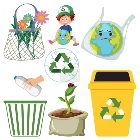 Illustration for Save the earth graphics and icons collection illustration - Royalty Free Image