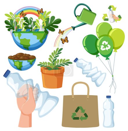Illustration for Save the earth graphics and icons collection illustration - Royalty Free Image