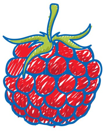 Ilustración de Raspberry pencil colour child scribble style illustration - Imagen libre de derechos
