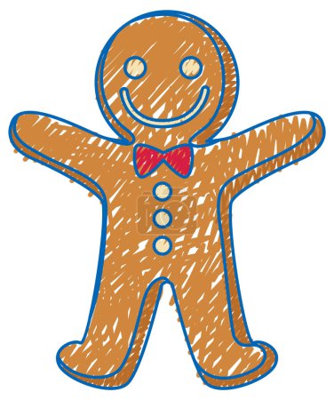 Ilustración de Gingerbread man cookie pencil colour child scribble style illustration - Imagen libre de derechos