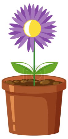 Ilustración de Purple flower in pot on white background illustration - Imagen libre de derechos