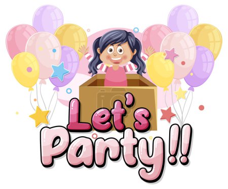 Illustration for Lets party message for banner or poster design illustration - Royalty Free Image
