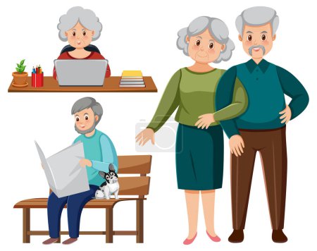 Illustration for Set of old people characters illustration - Royalty Free Image