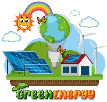 Téléchargez les illustrations : Alternative green energy vector concept illustration - en licence libre de droit