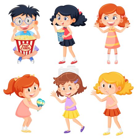 Illustration for Set of cute children cartoon character illustration - Royalty Free Image