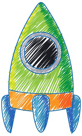 Téléchargez les illustrations : Rocket pencil colour child scribble style illustration - en licence libre de droit