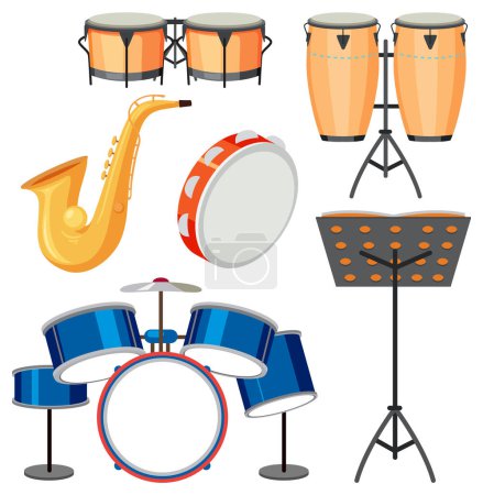 Illustration for Set of music instruments illustration - Royalty Free Image