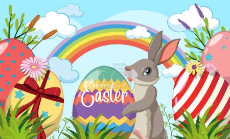 Illustration for Happy Easter Day Vector for Banner or Poster Design illustration - Royalty Free Image