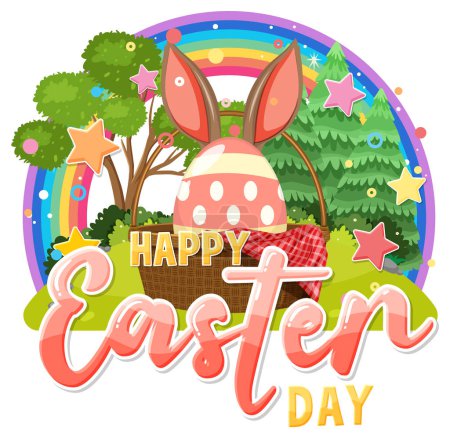 Ilustración de Feliz día de Pascua vector de banner o diseño de póster ilustración - Imagen libre de derechos