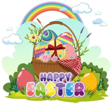 Ilustración de Feliz día de Pascua vector de banner o diseño de póster ilustración - Imagen libre de derechos