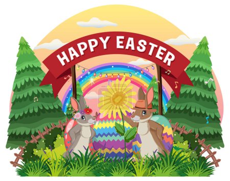 Ilustración de Happy Easter Day Vector for Banner or Poster Design illustration - Imagen libre de derechos