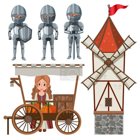 Illustration for Set of medieval element illustration - Royalty Free Image
