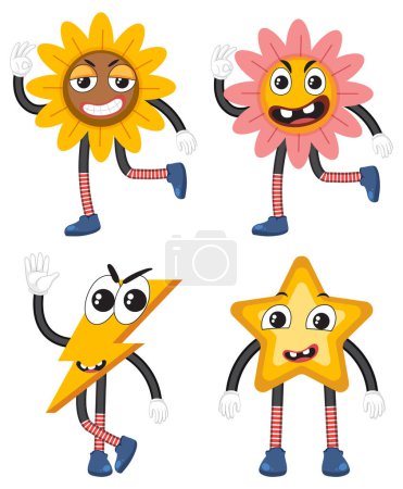 Illustration for Set of cartoon with facial expression simple style illustration - Royalty Free Image