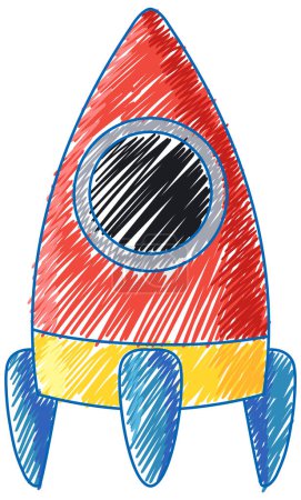 Ilustración de Rocket pencil colour child scribble style illustration - Imagen libre de derechos