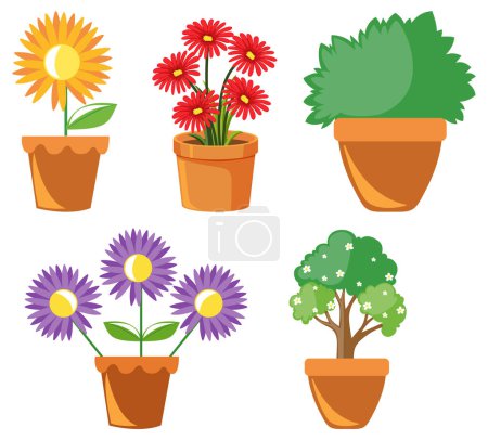 Ilustración de Colorful flower in pot on white background illustration - Imagen libre de derechos
