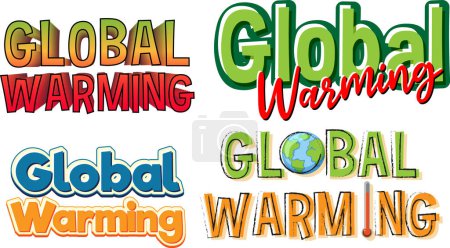 Téléchargez les illustrations : Set of global warming banner sign illustration - en licence libre de droit