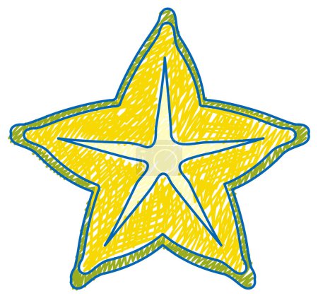 Téléchargez les illustrations : Star fruit crayon couleur enfant gribouillage style illustration - en licence libre de droit